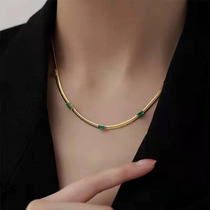 Wholesale Ins Style Round Titanium Steel Plating Inlay Zircon Bracelets Necklace