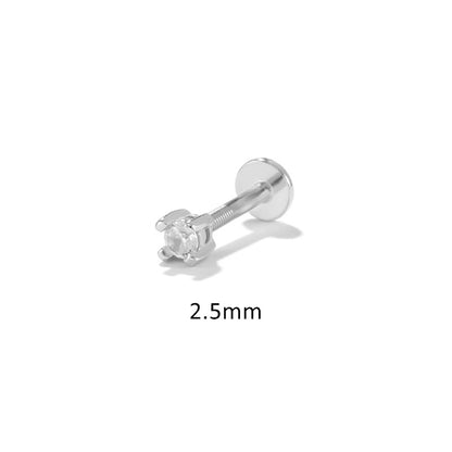 Fashion Solid Color Sterling Silver Plating Inlay Zircon Ear Studs 1 Piece