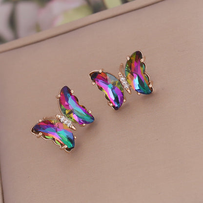 1 Pair Fashion Butterfly Plating Copper Rhinestones Glass Ear Studs