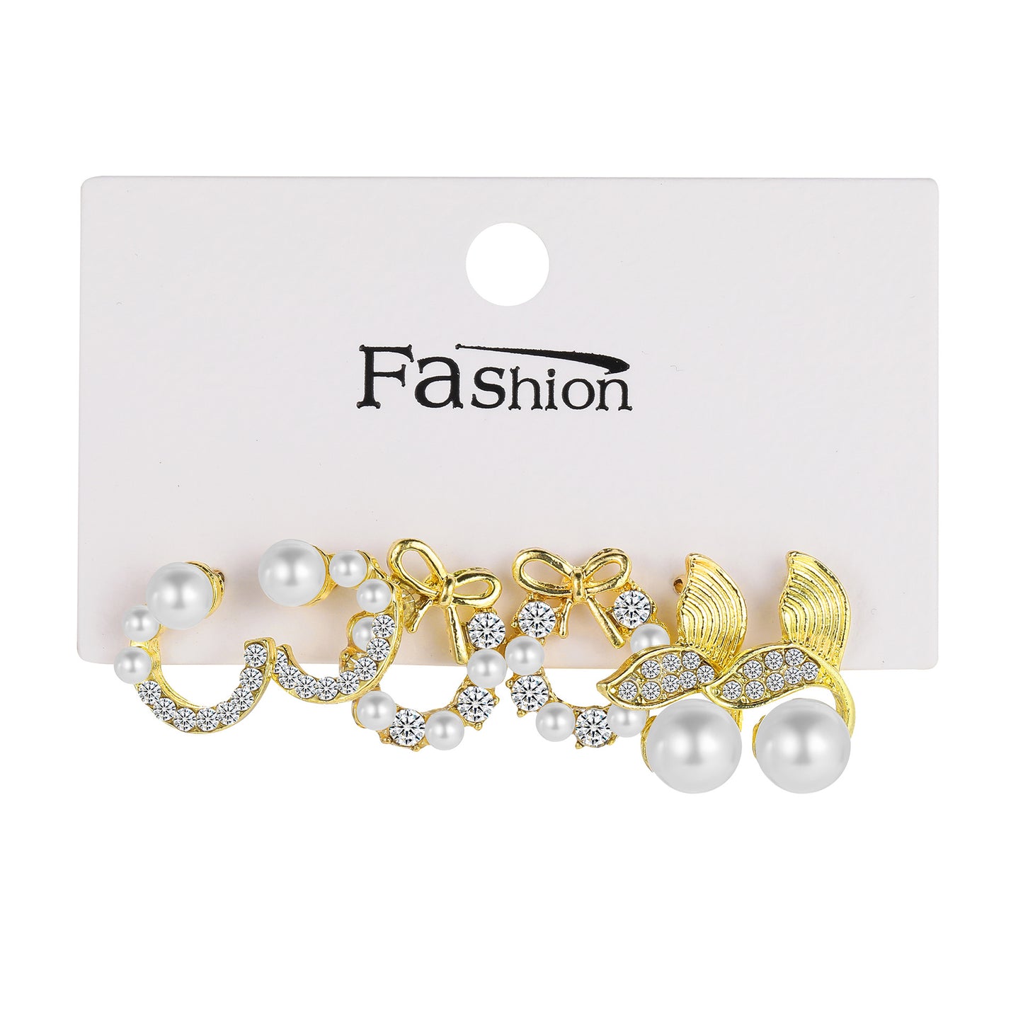 3 Pairs Fashion Geometric Alloy Plating Artificial Pearls Rhinestones Women's Earrings