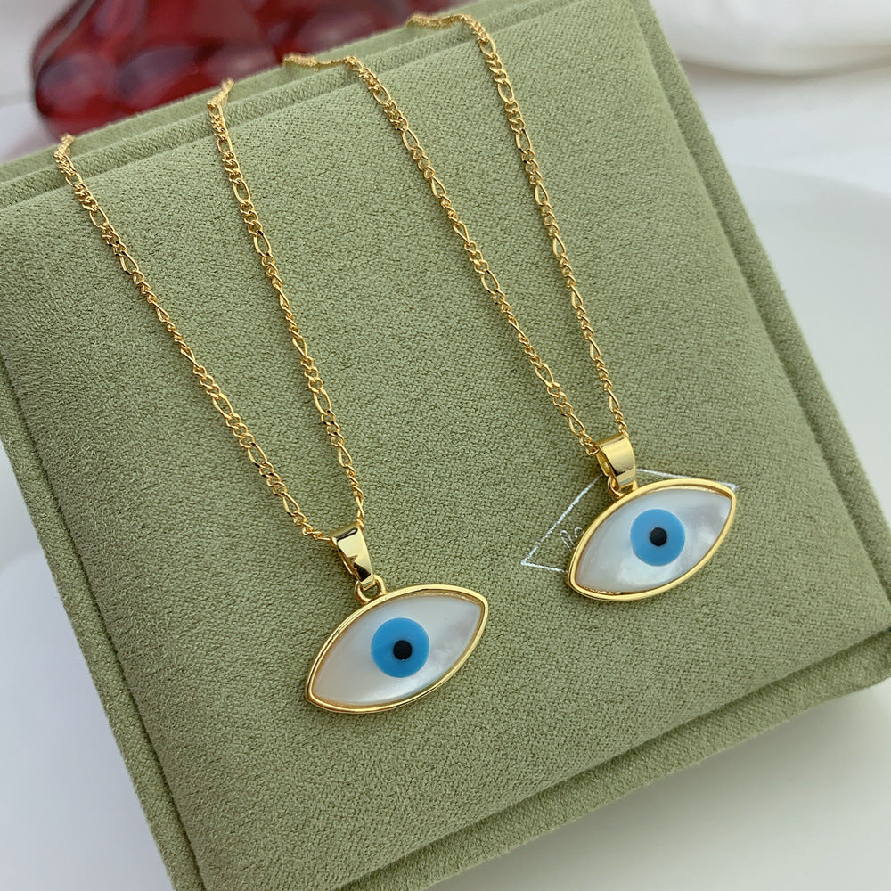 Fashion Devil's Eye Copper Inlaid Shell Necklace 1 Piece
