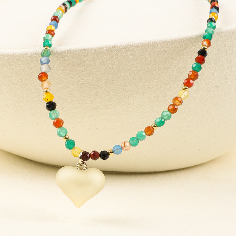 Ethnic Style Bohemian Heart Shape Alloy Agate Necklace In Bulk