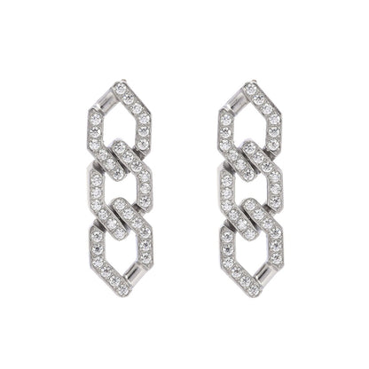 1 Pair Simple Style Chain Plating Inlay Stainless Steel Zircon Drop Earrings