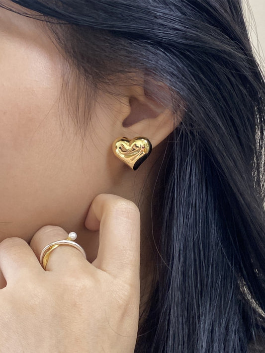 1 Pair Ig Style Simple Style Heart Shape Plating Copper Ear Studs