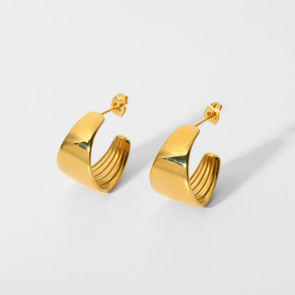 C Shape Plating Stainless Steel Gold Plated Earrings