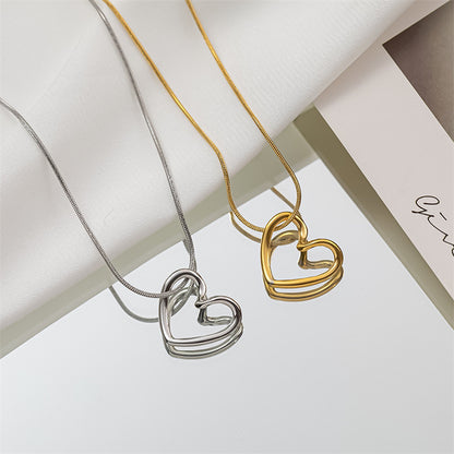 1 Piece Simple Style Heart Shape Titanium Steel Plating Necklace