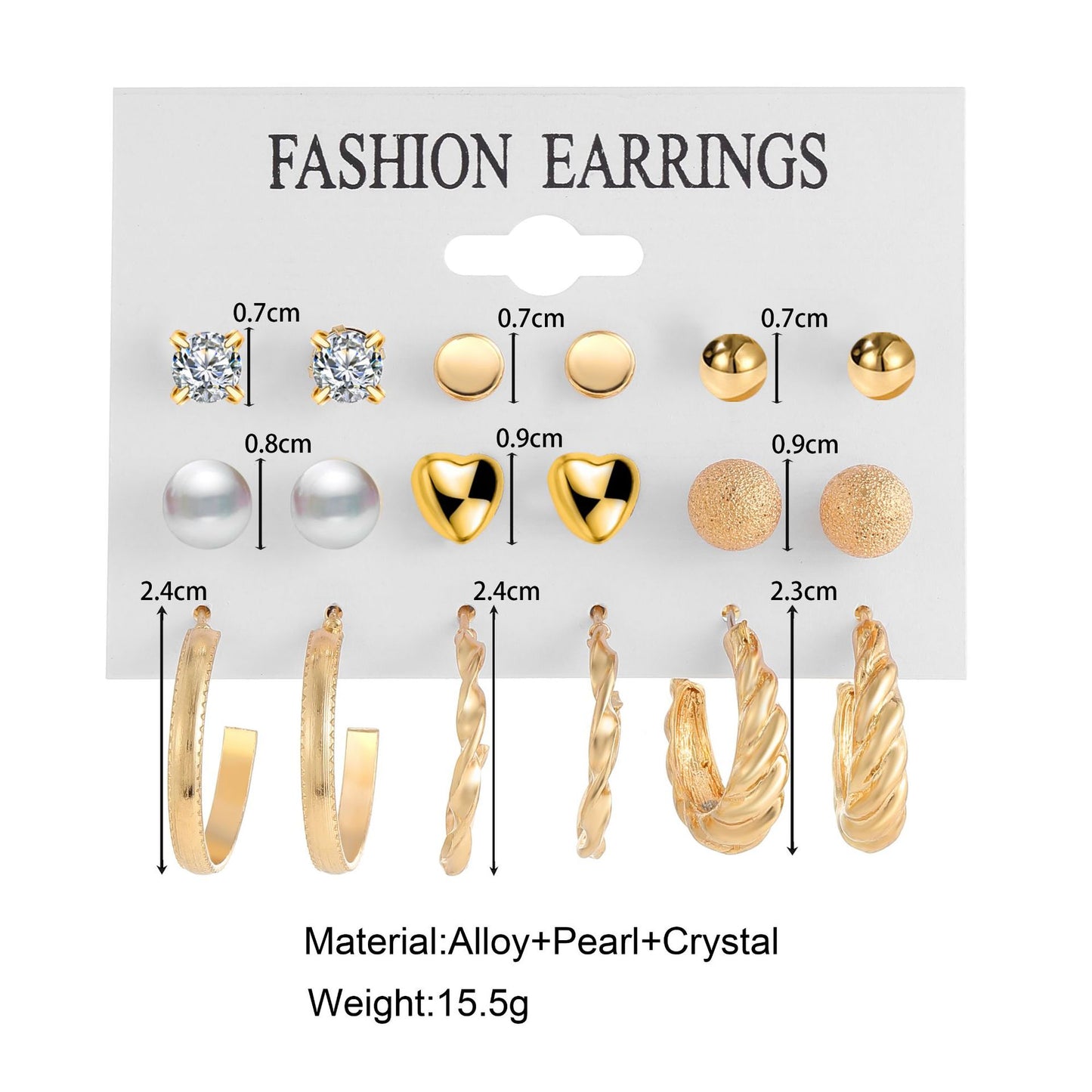 European And American Wholesale Creative Pearl Circle Earring Set 9 Pairs