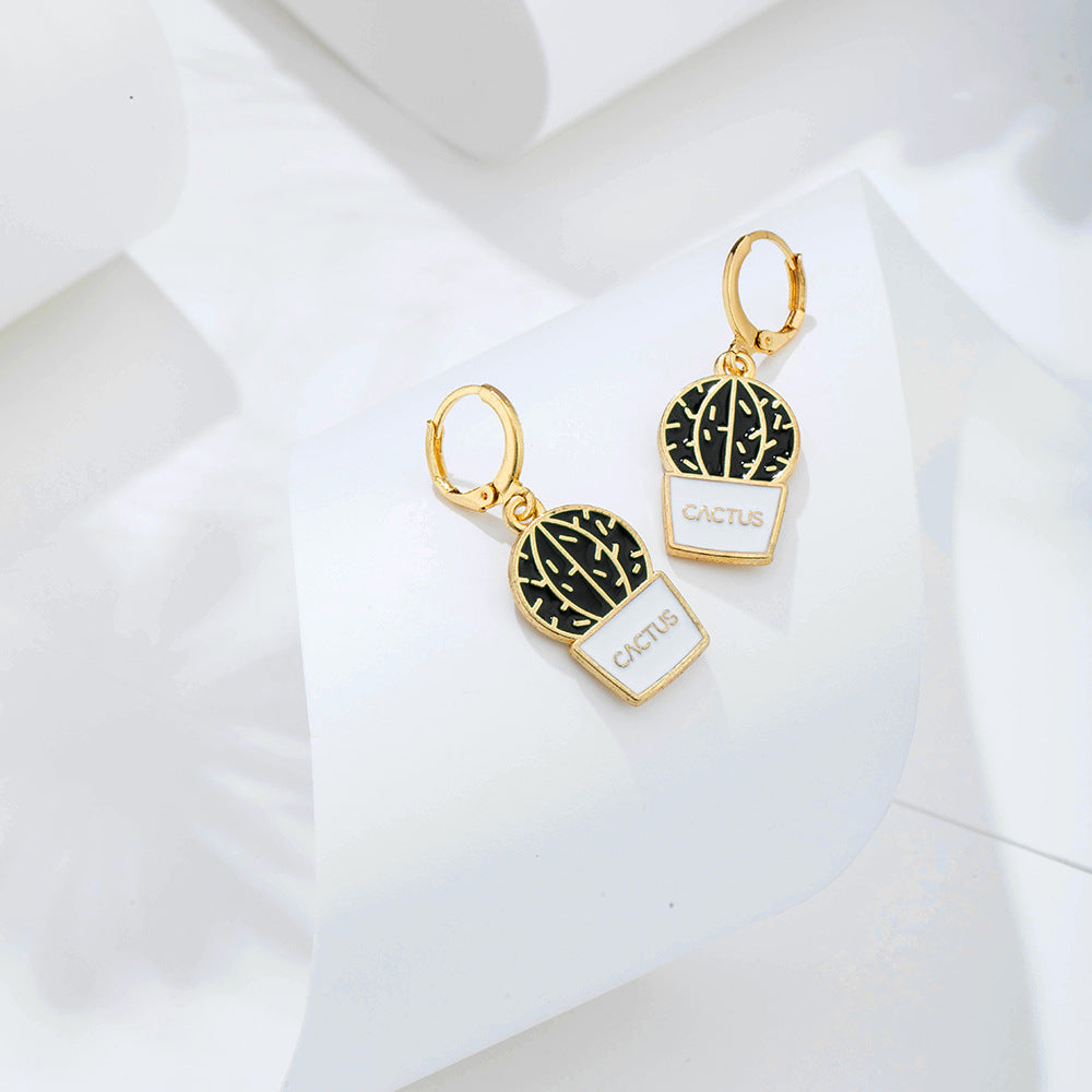 Wholesale Jewelry Geometric Hollow Plant Cactus Earrings Gooddiy