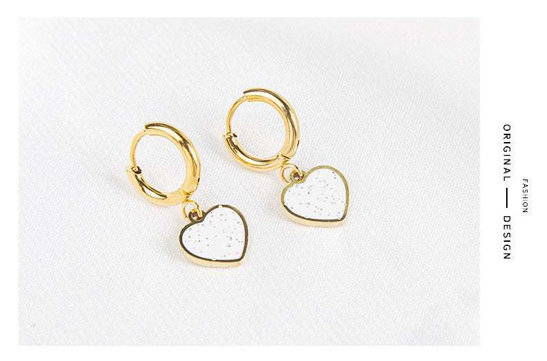Fashion Heart Shape Stainless Steel Plating Drop Earrings 1 Pair