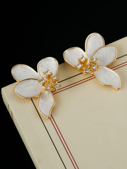 1 Pair Ig Style Sweet Flower Plating Inlay Copper Zircon Ear Studs