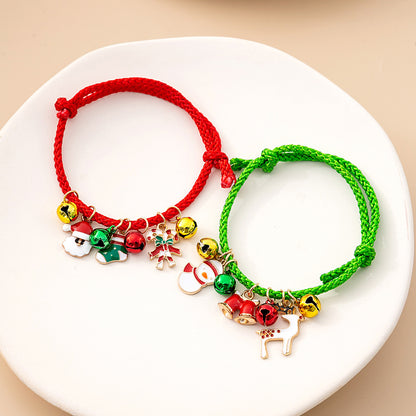 Cartoon Style Christmas Tree Santa Claus Bell Plastic Beaded Enamel Christmas Women's Bracelets