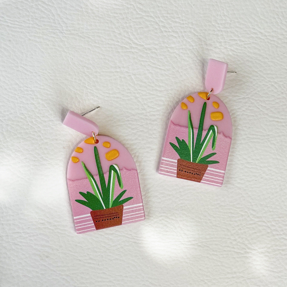 Wholesale Jewelry Plate Printing Pattern Acrylic Earrings Gooddiy