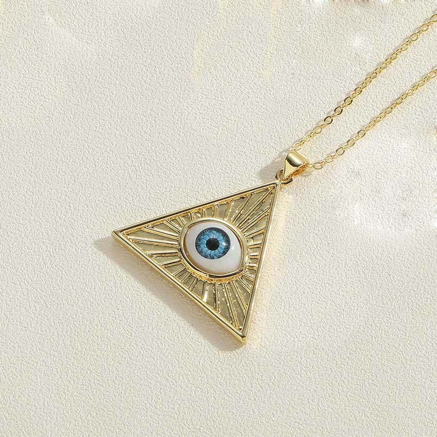 European and American hot-selling exaggerated love devil's eye pendant clavicle chain niche fashion triangle palm design necklace