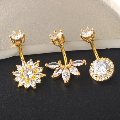 Fashion Crown Stainless Steel Zircon Belly Ring 1 Piece 1 Set