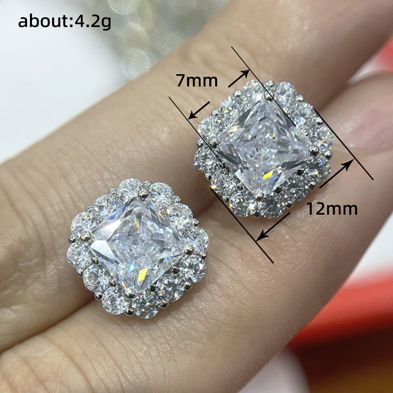 1 Pair Ig Style Shiny Square Inlay Copper Zircon Ear Studs