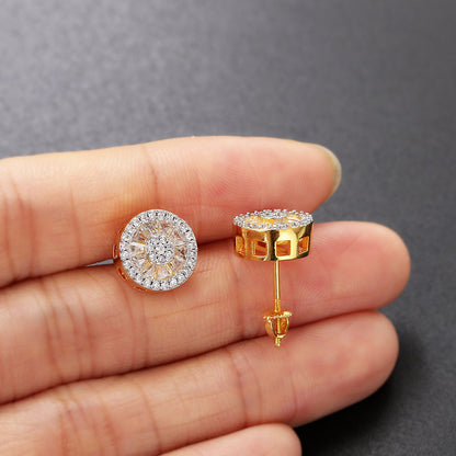 Simple Style Geometric Copper Inlay Zircon Ear Studs 1 Pair