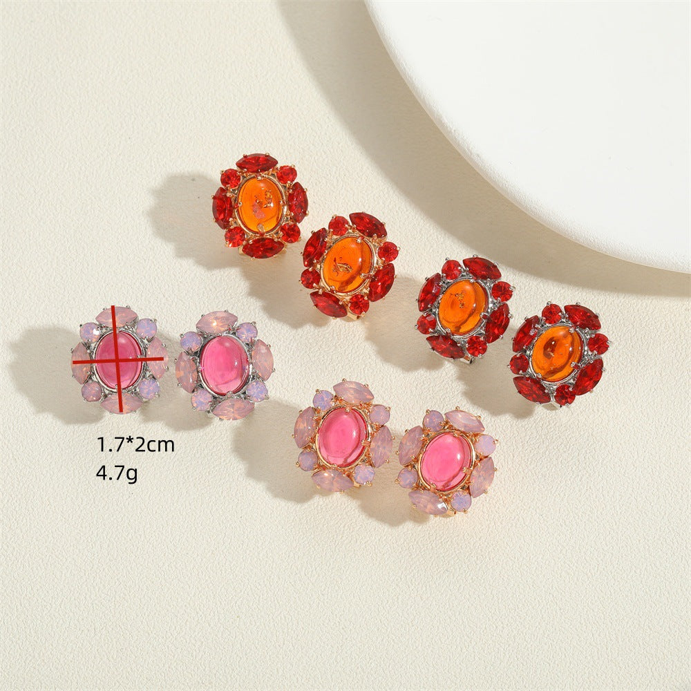 European and American new acrylic flower high-quality texture earrings ins style versatile personality trend earrings jewelry wholesale