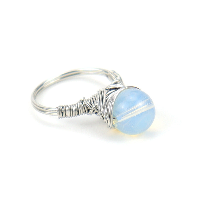 Retro Geometric Agate Plating Rings 1 Piece