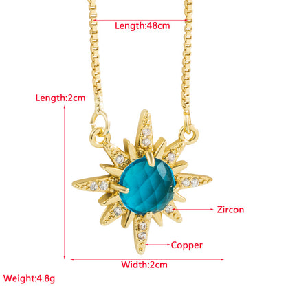 Ins Style Star Copper Zircon Pendant Necklace In Bulk