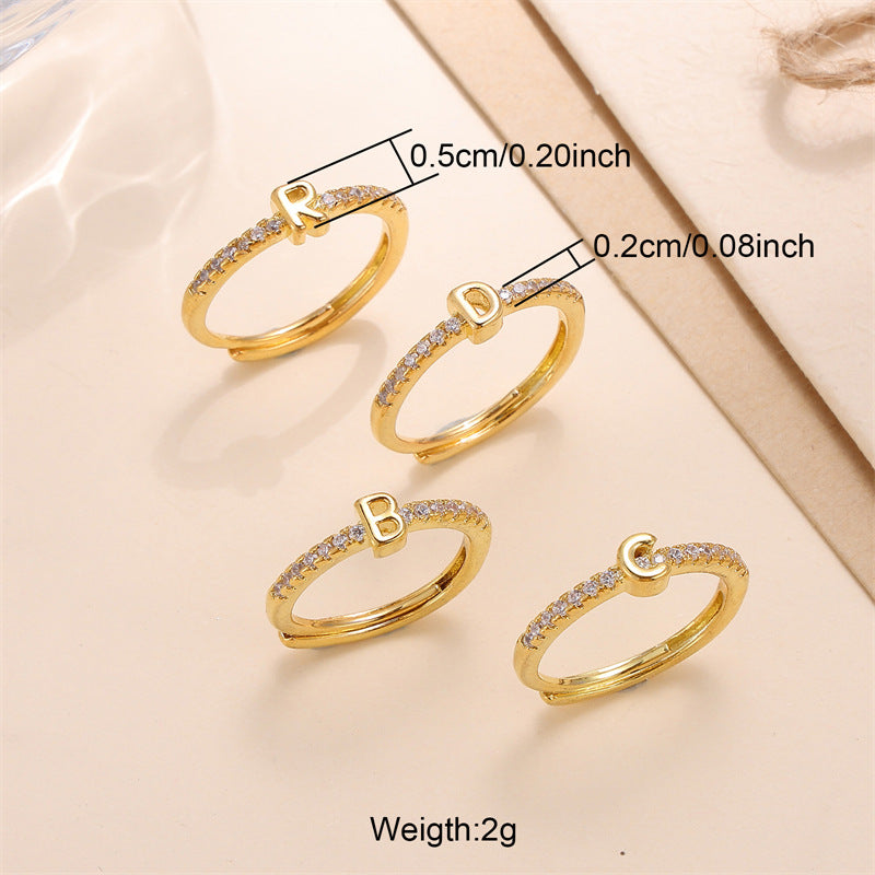 Wholesale Simple Style Letter Copper Open Rings