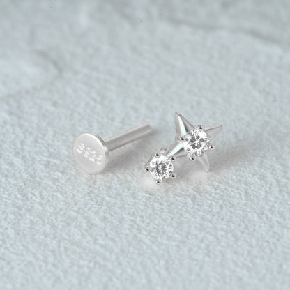 1 Piece Simple Style Geometric Plating Sterling Silver Zircon Ear Studs