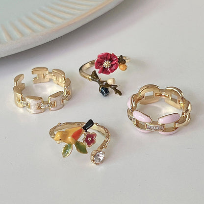 Simple Style Heart Shape Copper Inlay Zircon Rings