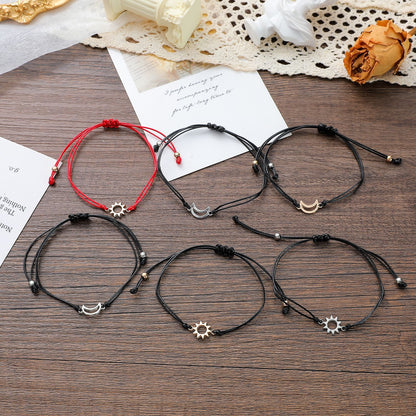 New Sun Moon Stainless Steel Alloy Braided Bracelet Thanksgiving Couple Card Bracelet