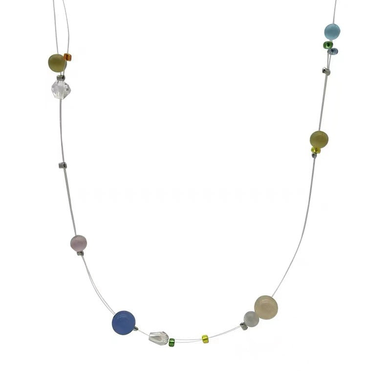 Sweet Geometric Opal Beaded Women's Necklace