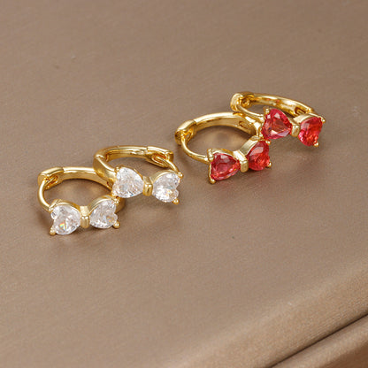 1 Pair Ig Style Shiny Bow Knot Plating Inlay Copper Zircon 18k Gold Plated Earrings