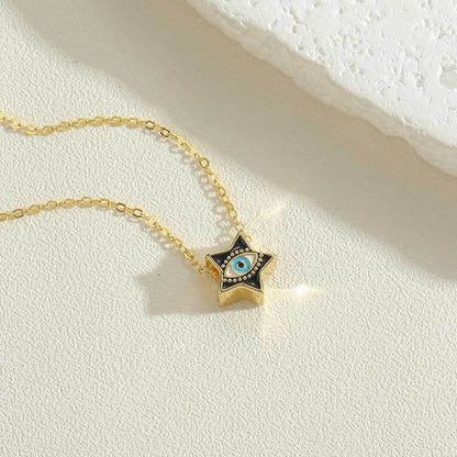 European and American hot-selling drip oil three-dimensional five-pointed star devil's eye pendant neck chainclavicle chain niche fashion necklace wholesale