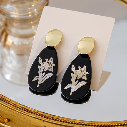 1 Pair Retro Geometric Rose Plating Arylic Drop Earrings