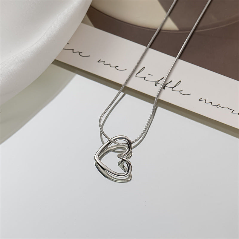 1 Piece Simple Style Heart Shape Titanium Steel Plating Necklace