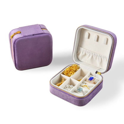 Round Travel Jewelry Storage Box - Jewelry Case for Rings and Small Accessories