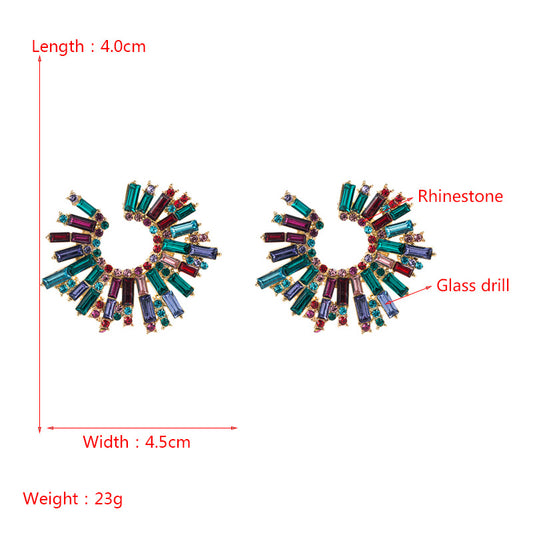 Retro Alloy Diamond Rhinestone Color Sunflower Earrings Wholesale Gooddiy