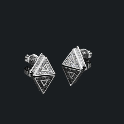 1 Pair Hip-hop Triangle Plating Inlay Copper Zircon Ear Studs