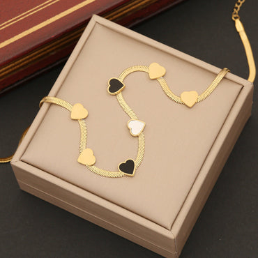 Fashion Heart Stainless Steel Oil Dripping Necklaces