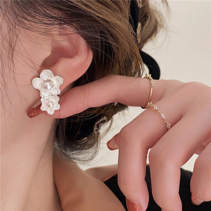 Wholesale Jewelry Lady Flower Alloy Artificial Pearls Inlay Ear Studs