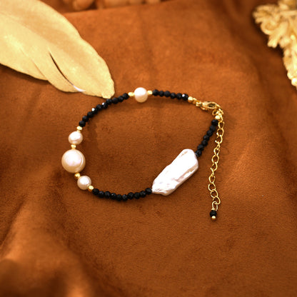 Simple Style Color Block Artificial Crystal Freshwater Pearl Copper Beaded Women's Bracelets