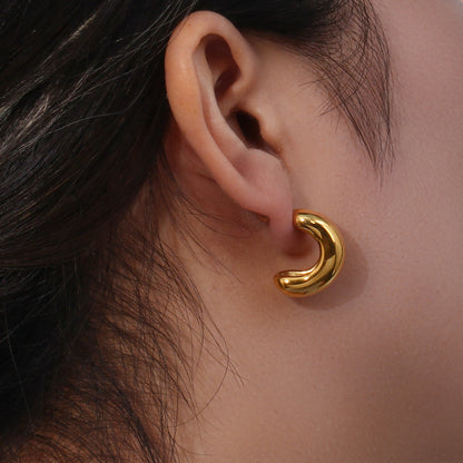 Vintage Style C Shape Plating Stainless Steel Gold Plated Earrings
