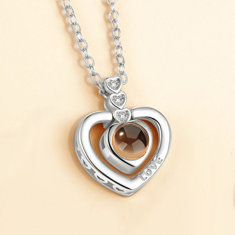 Elegant Korean Style Heart Shape Copper Zircon Pendant Necklace In Bulk