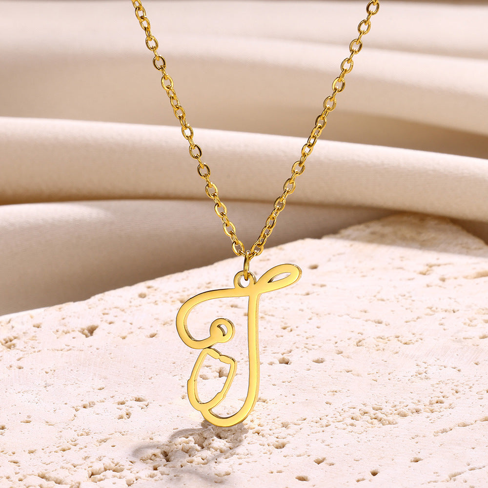 Stainless Steel Simple Style Letter Plating Pendant Necklace