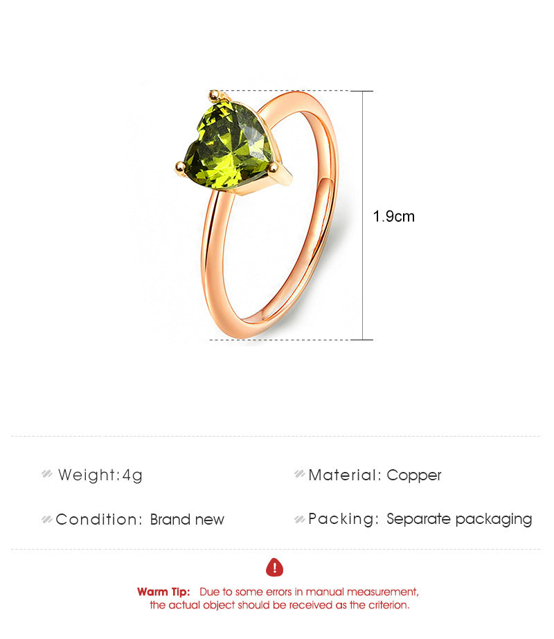 Wholesale Jewelry Heart Zircon Copper Plain Ring Gooddiy