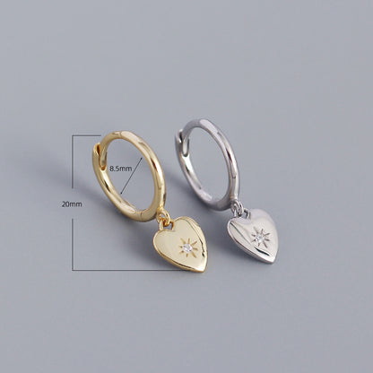 Casual Heart Shape Sterling Silver Plating Rhinestones Earrings 1 Pair