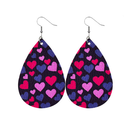 1 Pair Elegant Classic Style Water Droplets Heart Shape Pu Leather Drop Earrings