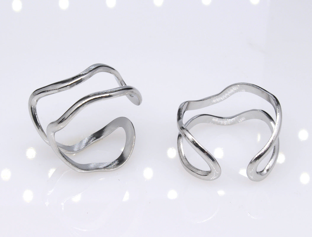 Fashion Geometric Titanium Steel Plating Open Ring 1 Piece