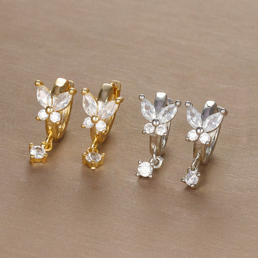 1 Pair Ig Style Butterfly Plating Inlay Copper Zircon Earrings