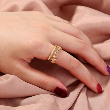Wholesale Jewelry Micro-inlaid White Zircon Wave Copper Ring Gooddiy