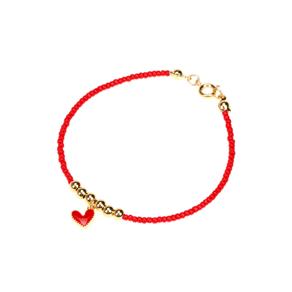 Fashion Design Heart-shaped Dripping Oil Beads Bracelet