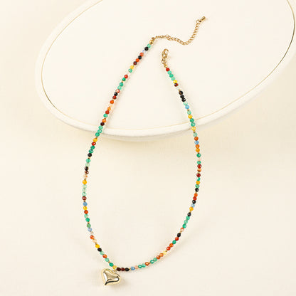 Ethnic Style Bohemian Heart Shape Alloy Agate Necklace In Bulk