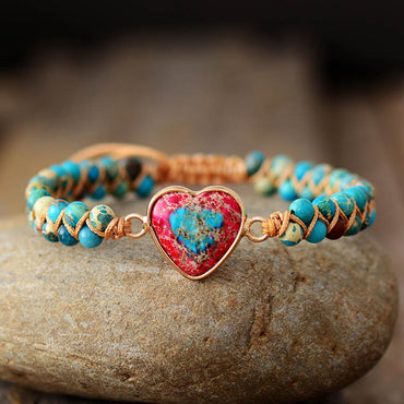 Vintage Style Colorful Heart Shape Emperor Stone Bracelets In Bulk